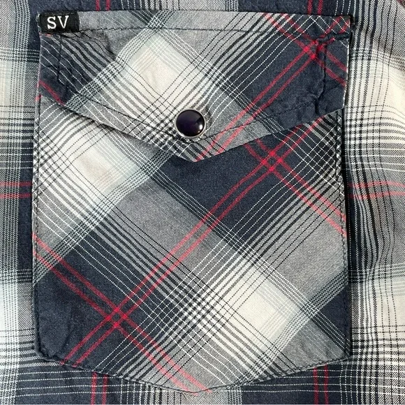 Salt Valley Western Pearl Snap Plaid Men’s Long Sleeve Ranch Shirt Size Medium - Picture 6 of 11